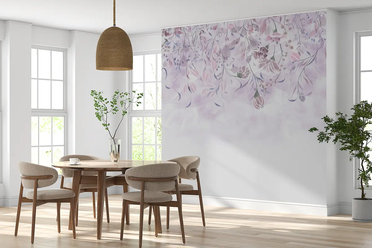 Murales de pared Delicadas flores de color púrpura w00072 murales de pared Delicadas flores de color púrpura w00072