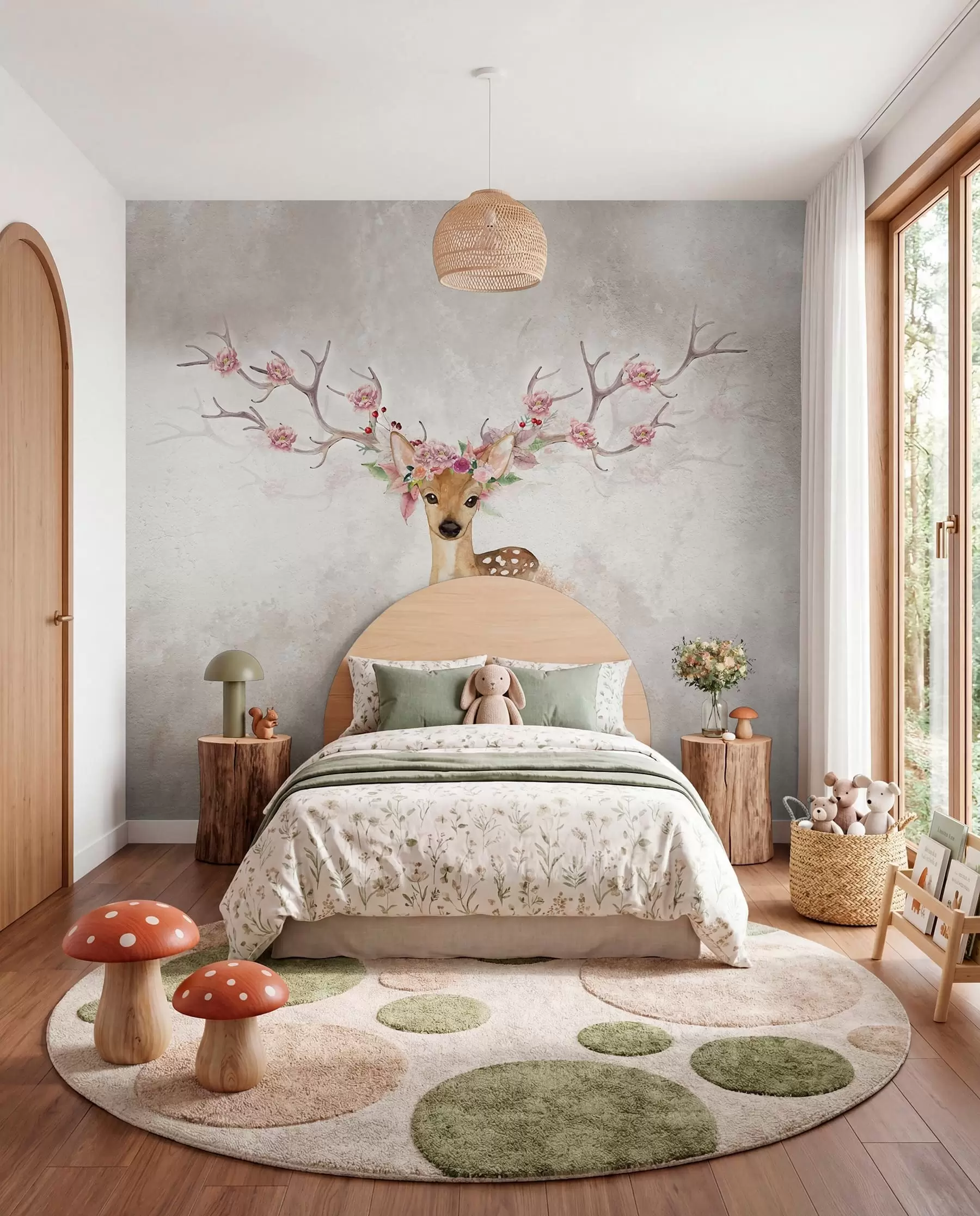 murales de pared Ciervo de astas floridas I u04671d1