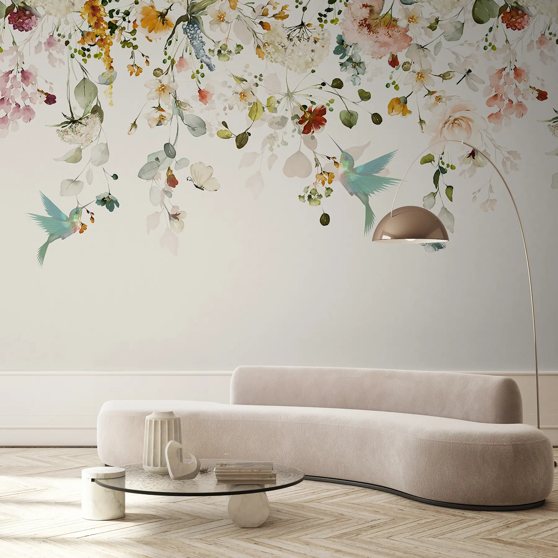 murales de pared Flores y colibríes u59610d2