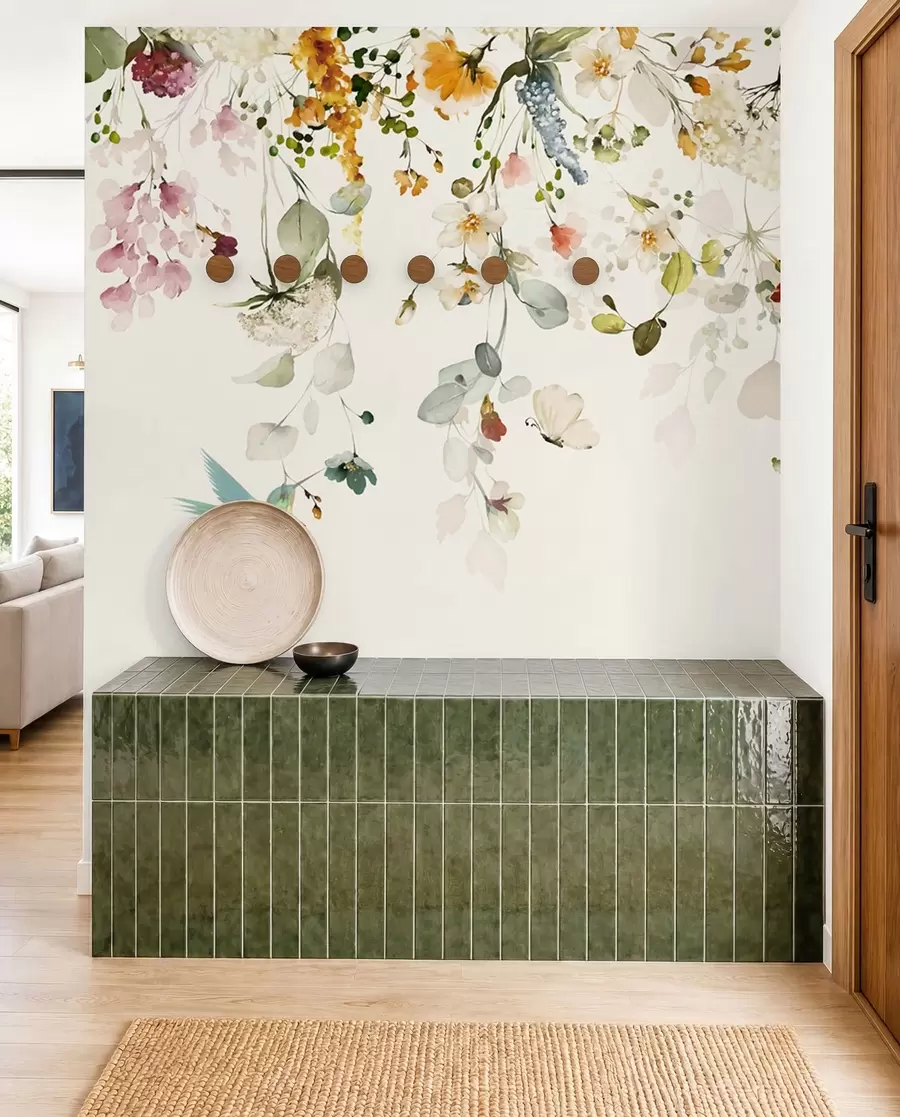 murales de pared Flores y colibríes u59610d2