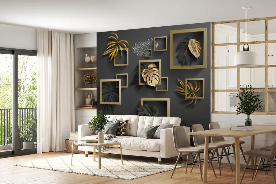 murales de pared Hojas en marcos u77858d1