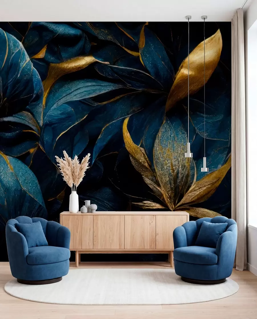 murales de pared Flores reales azules u74140d1
