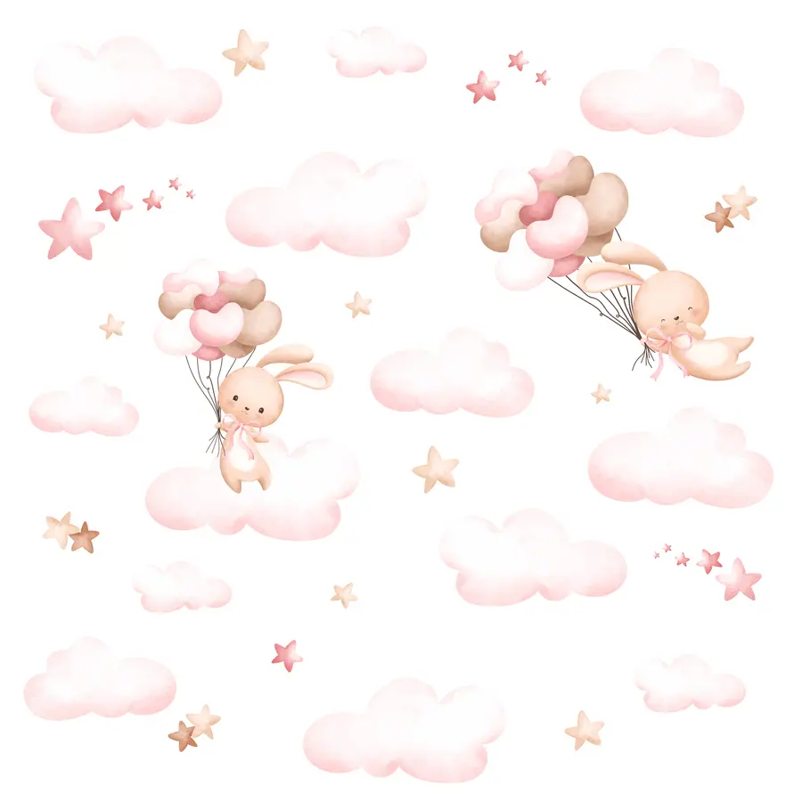 murales de pared Lindo conejo y globos u95399d1