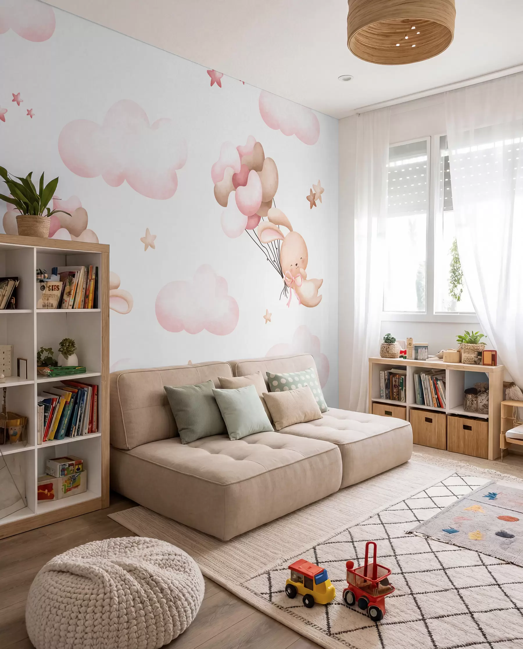 murales de pared Conejitos en viaje en globo I u95399d1