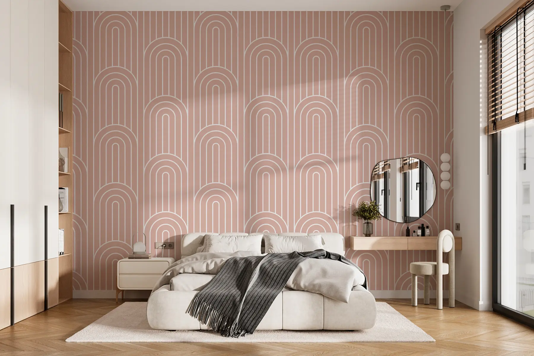 murales de pared Los arcos gráficos geométricos son la nueva tendencia boho beige w00137v3
