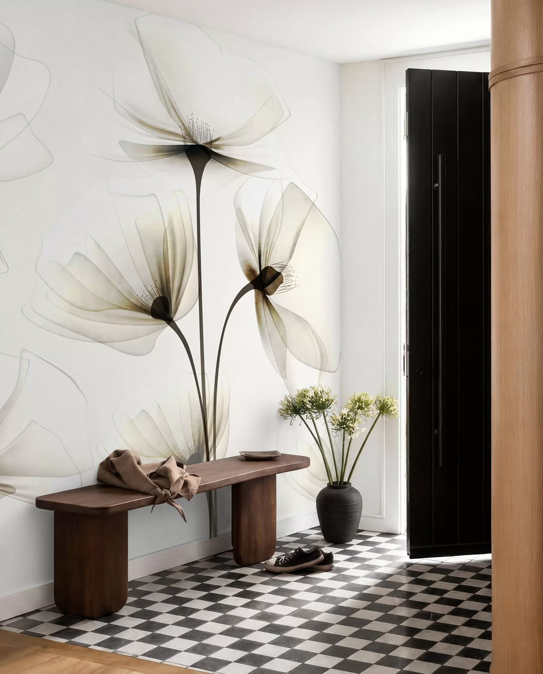 murales de pared Flores de acuarela transparente w00143