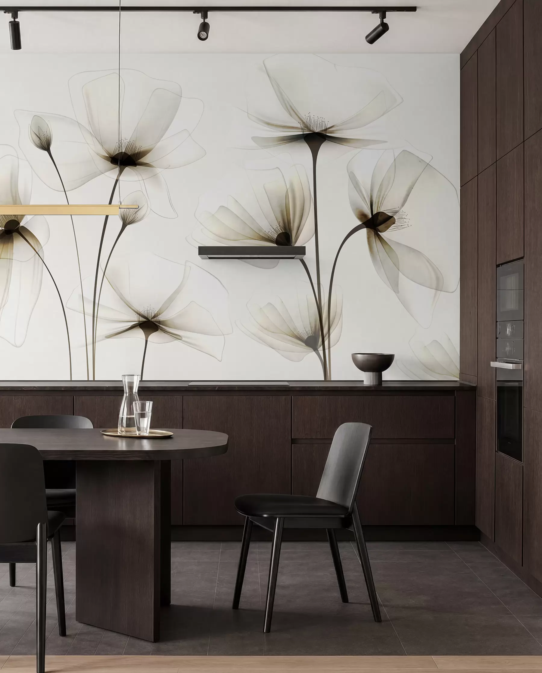 murales de pared Flores de acuarela transparente w00143