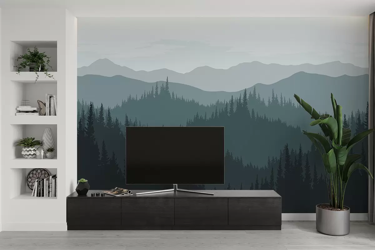 murales de pared Montañas brumosas w00340
