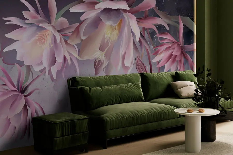 Murales de pared Grandes flores de nenúfar sobre un fondo abstracto de acuarela w00387 murales de pared Grandes flores de nenúfar sobre un fondo abstracto de acuarela w00387