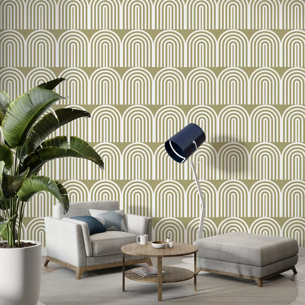 Murales de pared Líneas ovaladas blancas sobre fondo verde claro. w00484v2 murales de pared Líneas ovaladas blancas sobre fondo verde claro. w00484v2