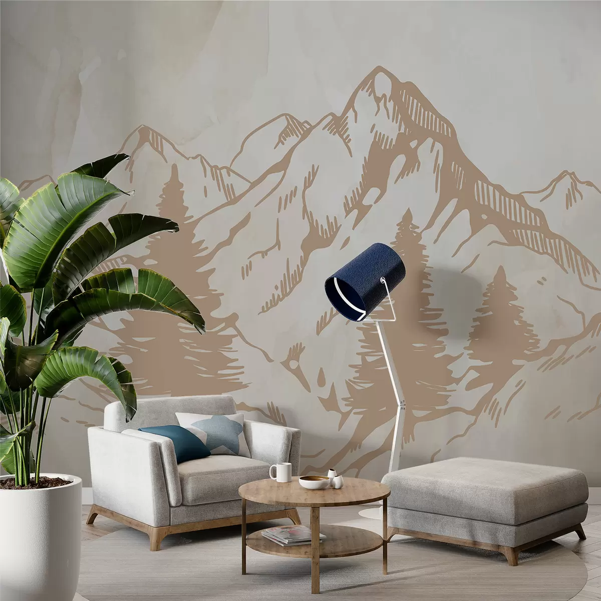Murales de pared Montañas sobre un fondo de papel viejo w00665 murales de pared Montañas sobre un fondo de papel viejo w00665
