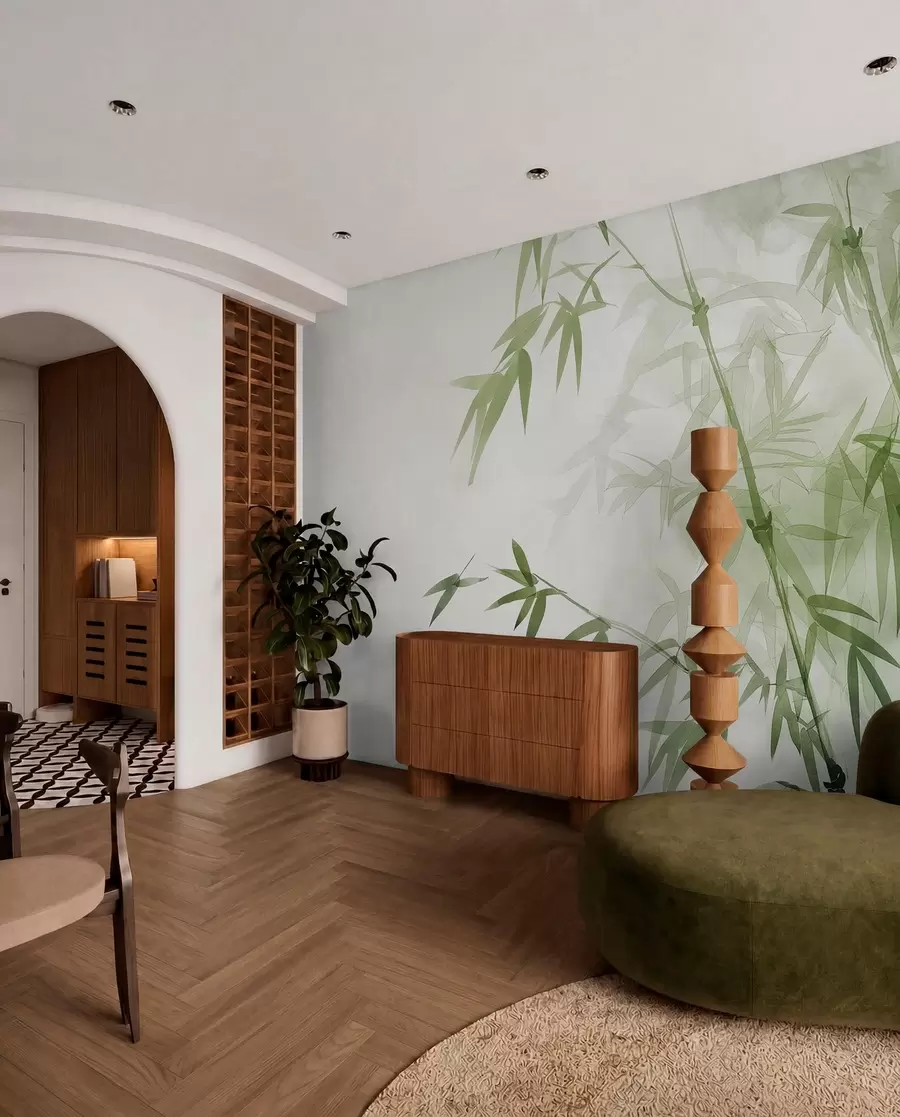 murales de pared Ramas con hojas de acuarela w00687