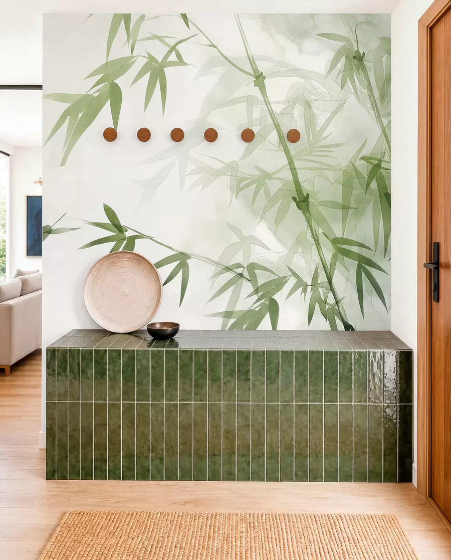 murales de pared Ramas con hojas de acuarela w00687