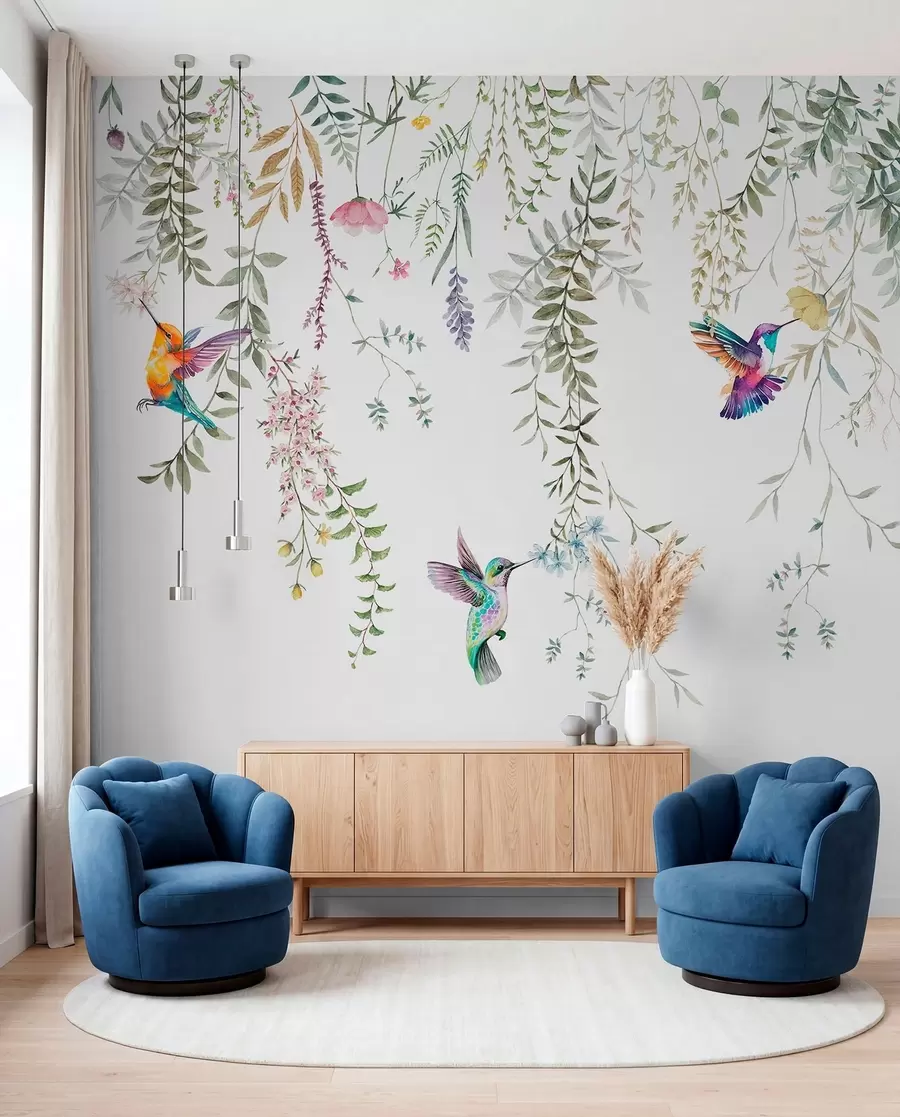 murales de pared Colibríes en vuelo w00660