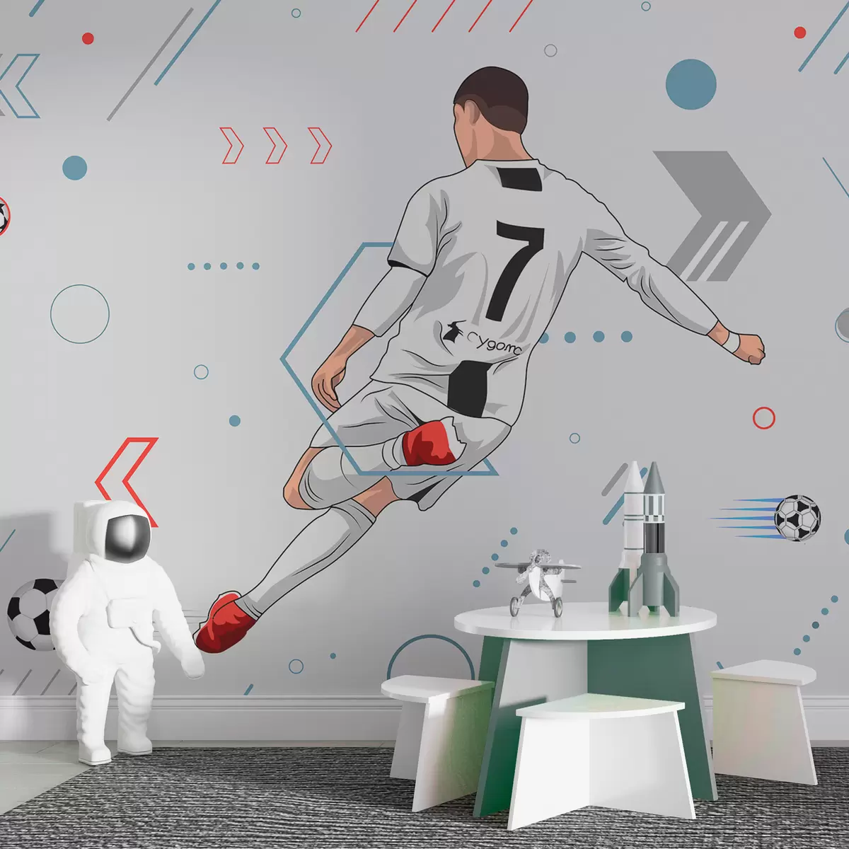 murales de pared Número siete con el balón w00688