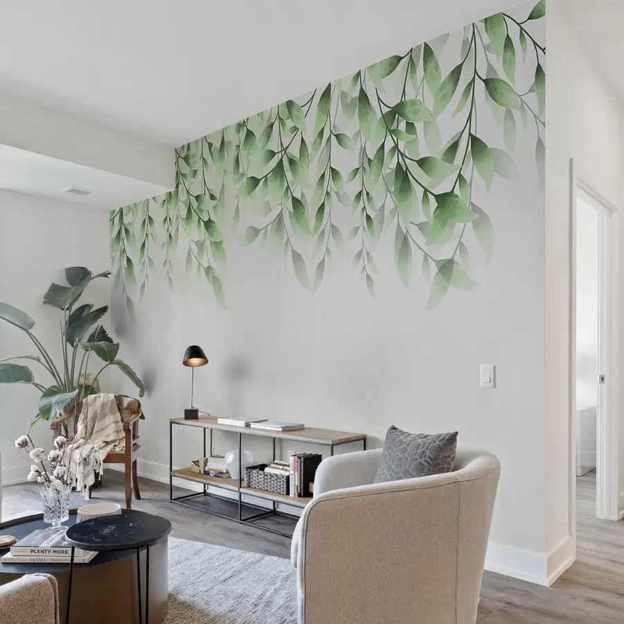 murales de pared Hojas verdes w00772