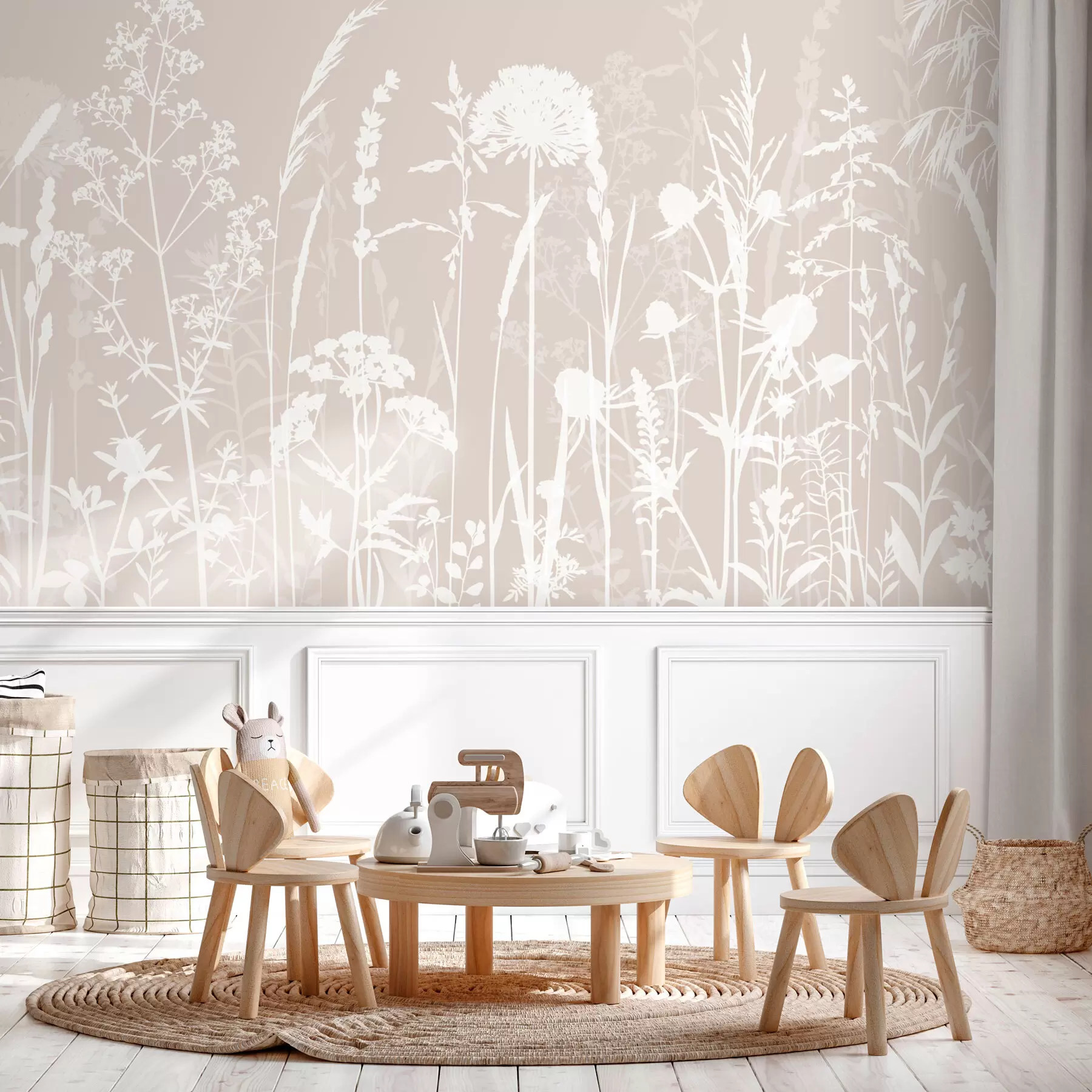 murales de pared Minimalismo de flores y plantas de campo suaves. w01270
