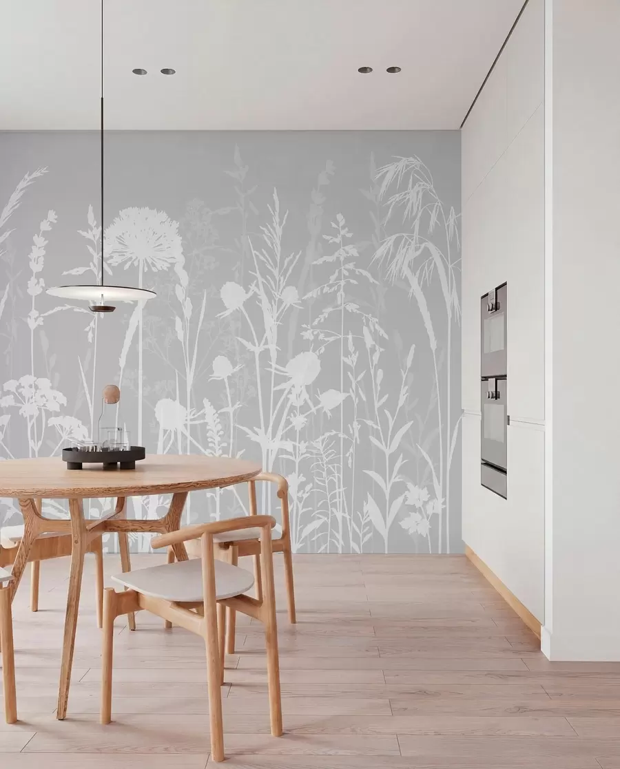 murales de pared Flores silvestres sobre gris w01270v1
