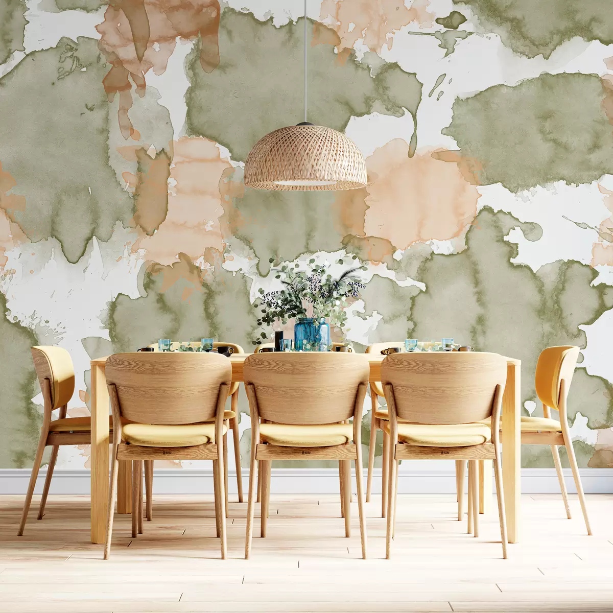 Murales de pared Abstracción de acuarela, dibujo de patrones, colores verdes y beige naturales w01284v1 murales de pared Abstracción de acuarela, dibujo de patrones, colores verdes y beige naturales w01284v1