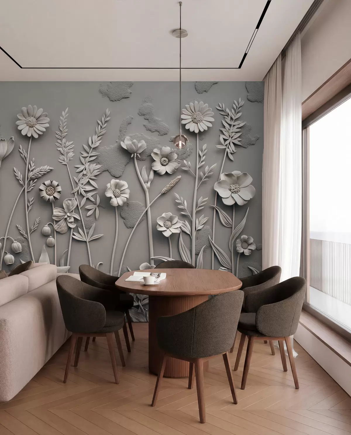 murales de pared Campo de flores 3D w07869v1