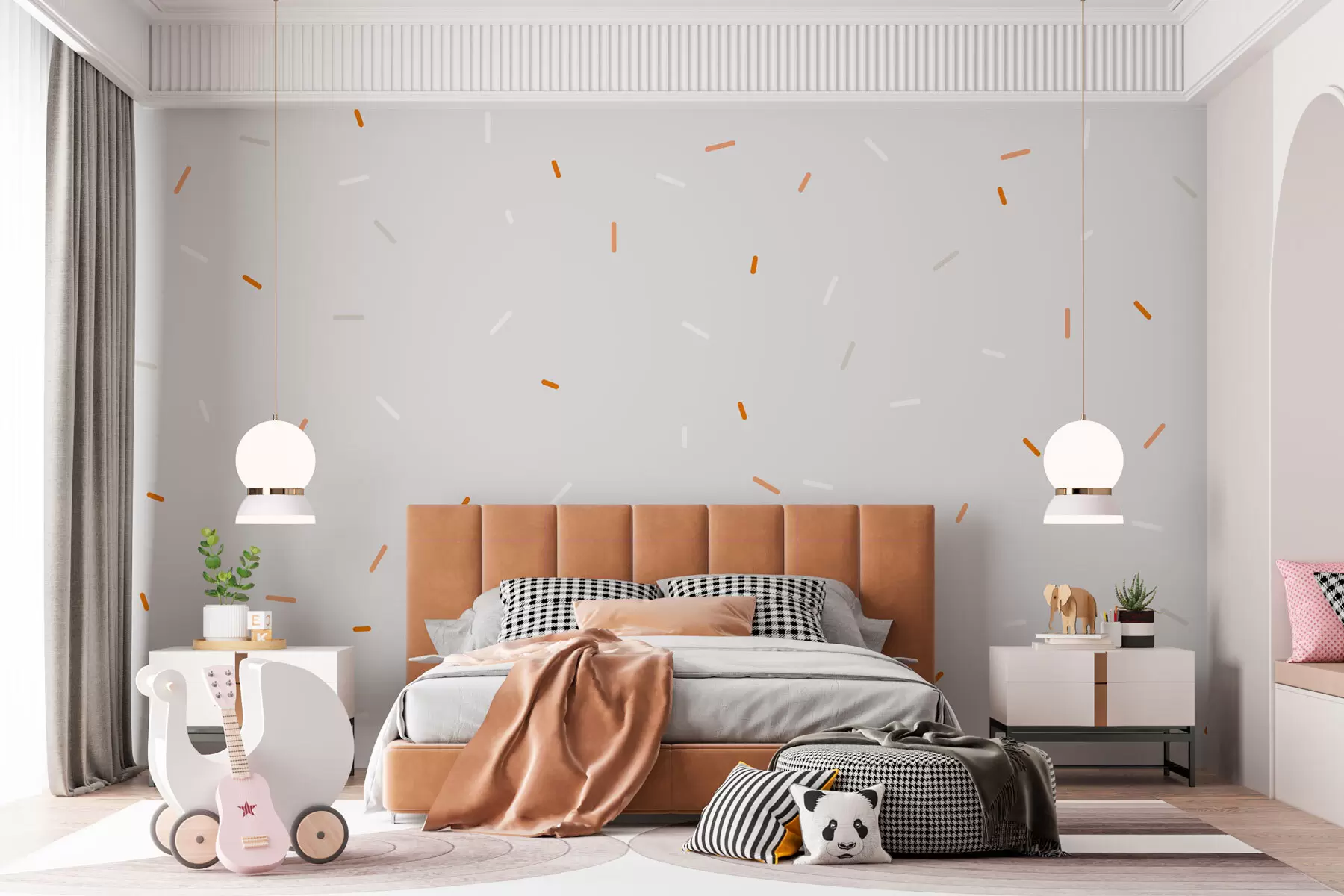 murales de pared Glaseado de donuts estilo escandinavo minimalismo color naranja w07915v1