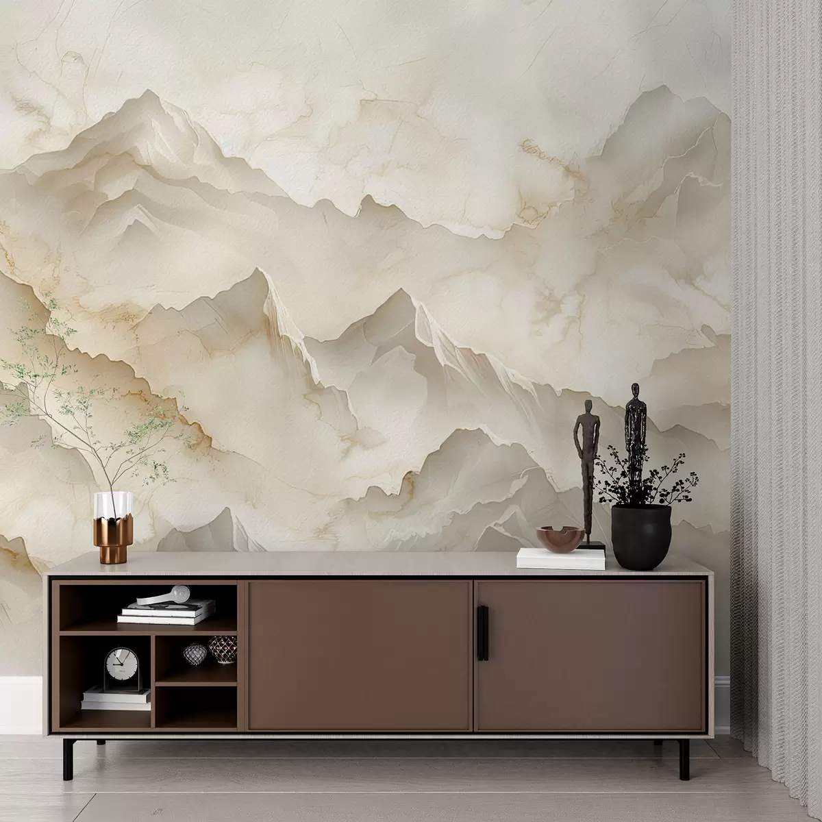 murales de pared Paisaje montañoso con abundantes rocas de estilo ónice melado w01279