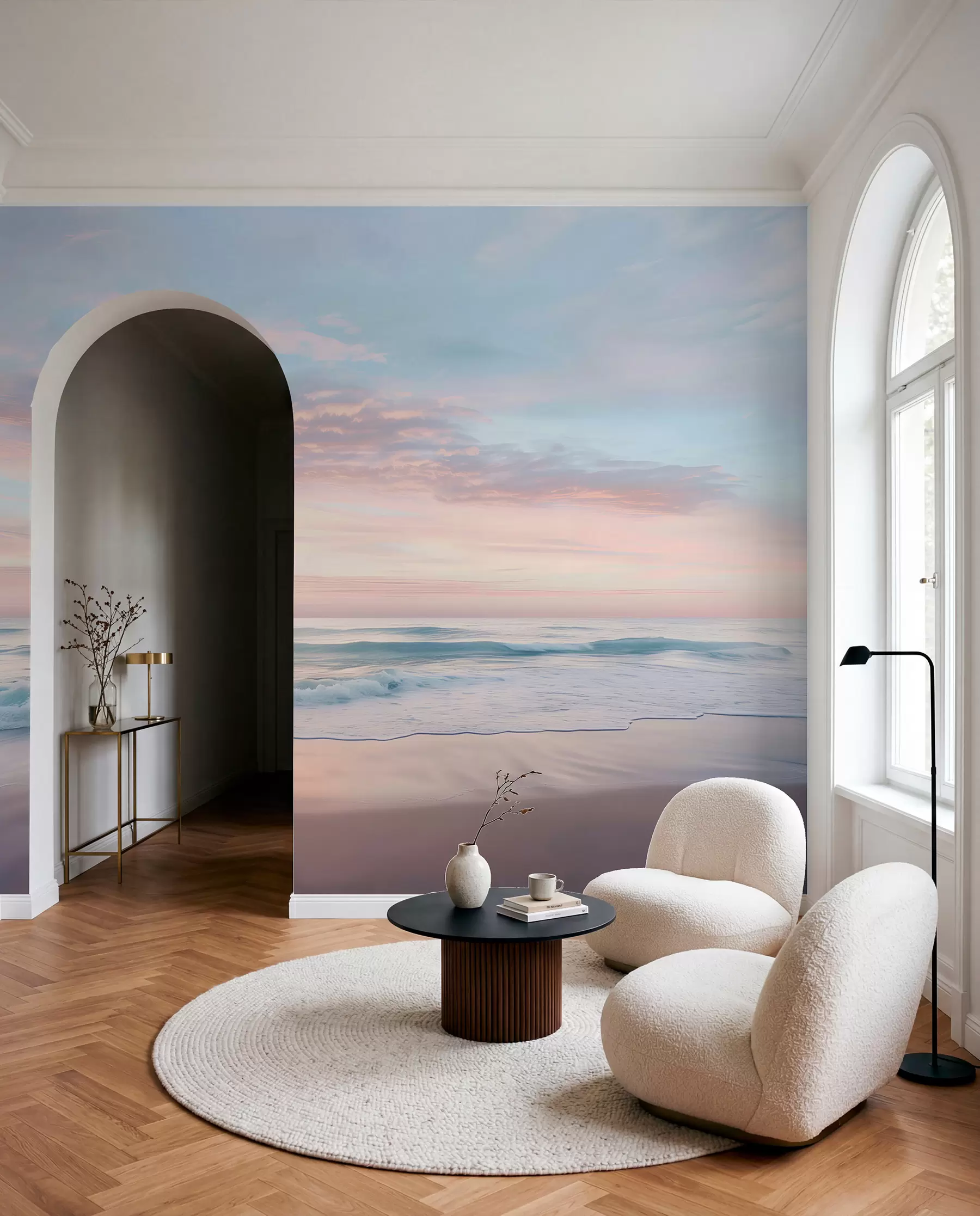 murales de pared Nubes rosas sobre la orilla w07935