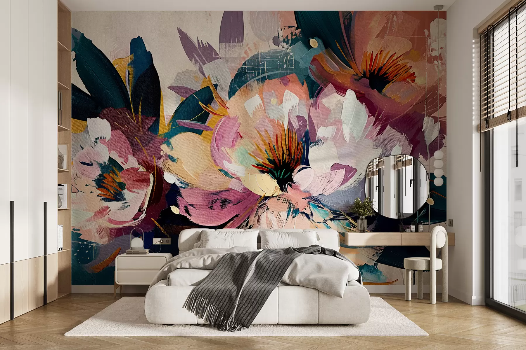 murales de pared Flores grandes pintadas al óleo. w07940