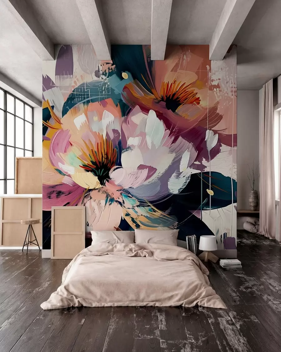 murales de pared Flores grandes pintadas al óleo w07940