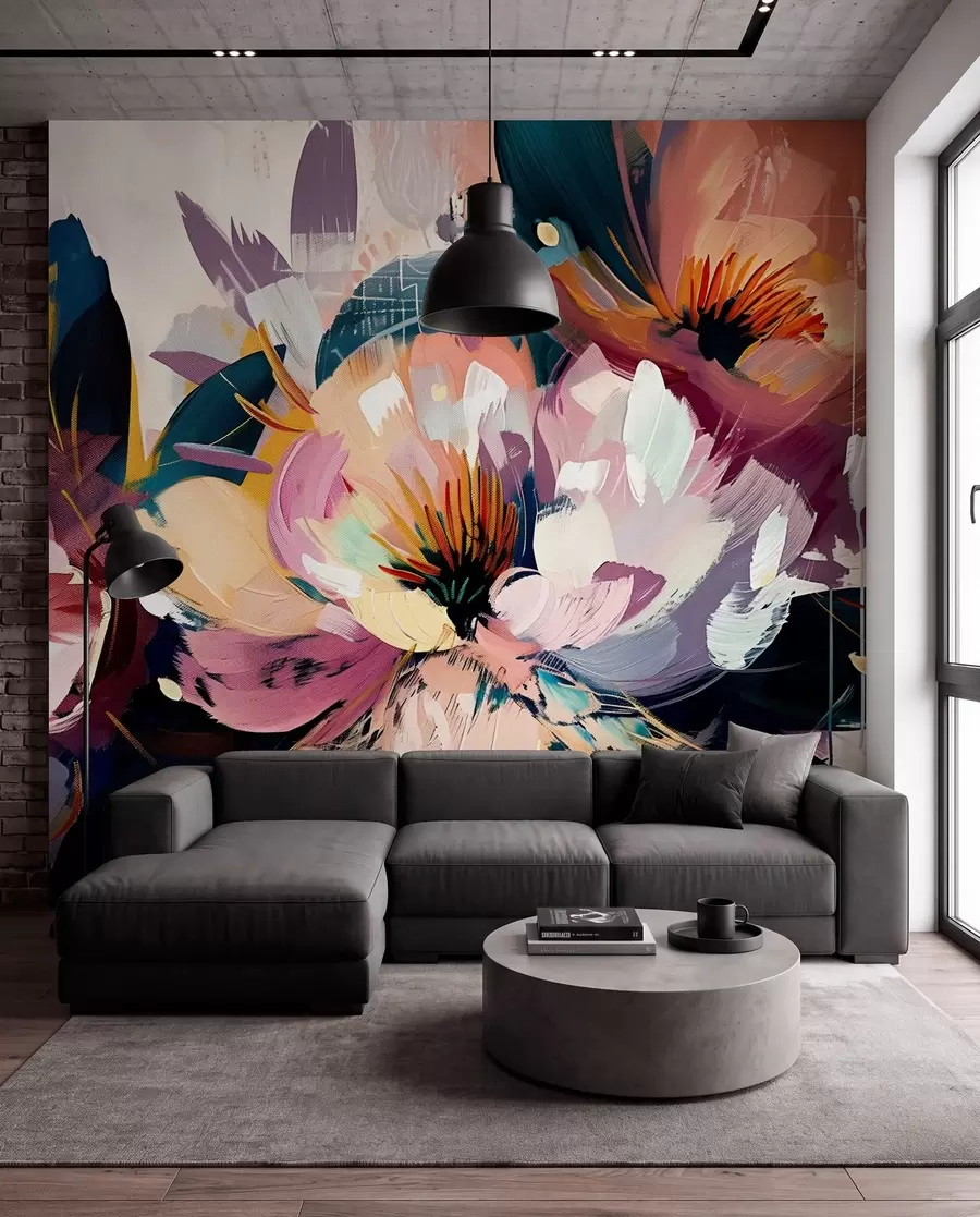 murales de pared Flores grandes pintadas al óleo w07940