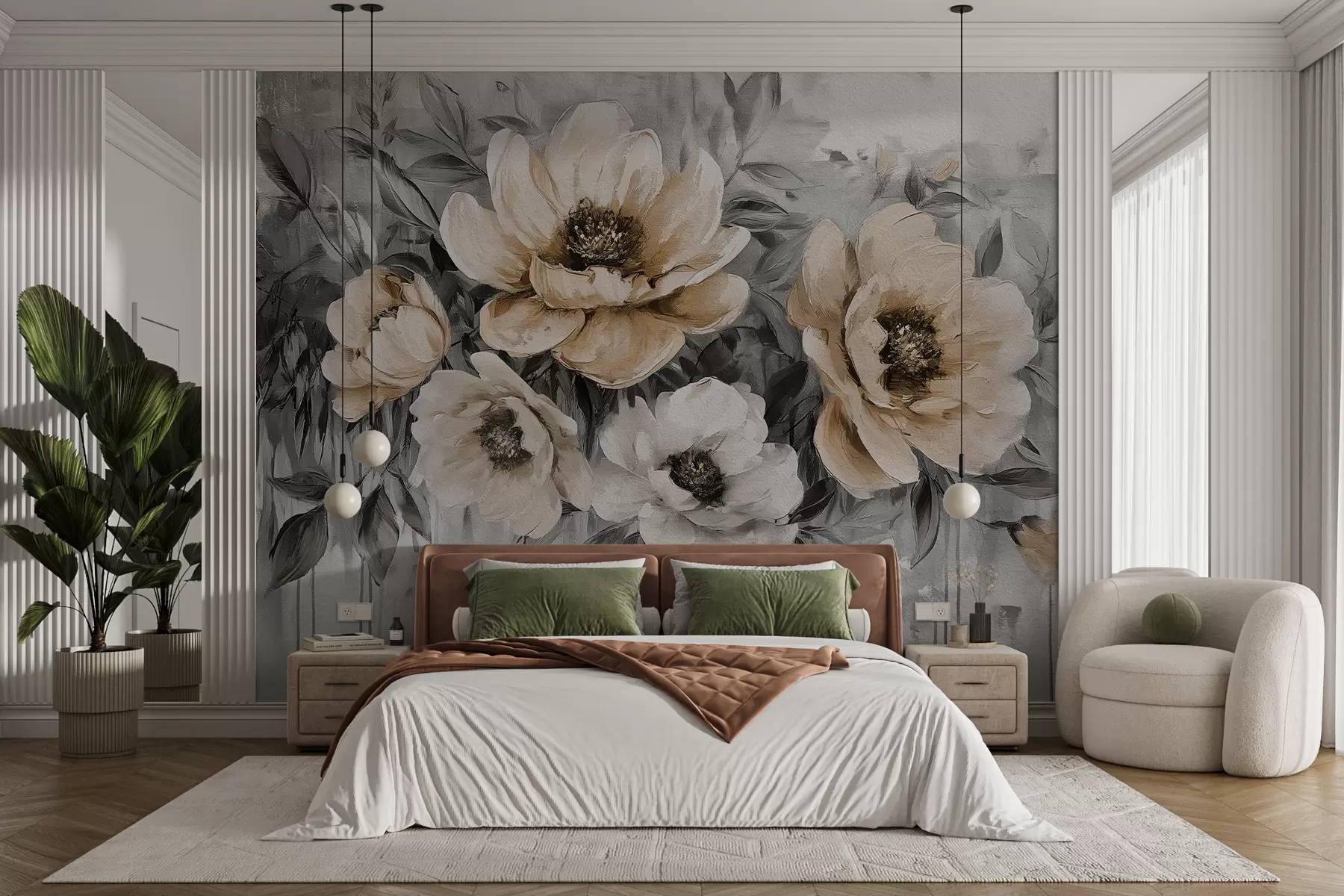 murales de pared acuarela de peonías florales abstractas en tonos pastel w07948v2