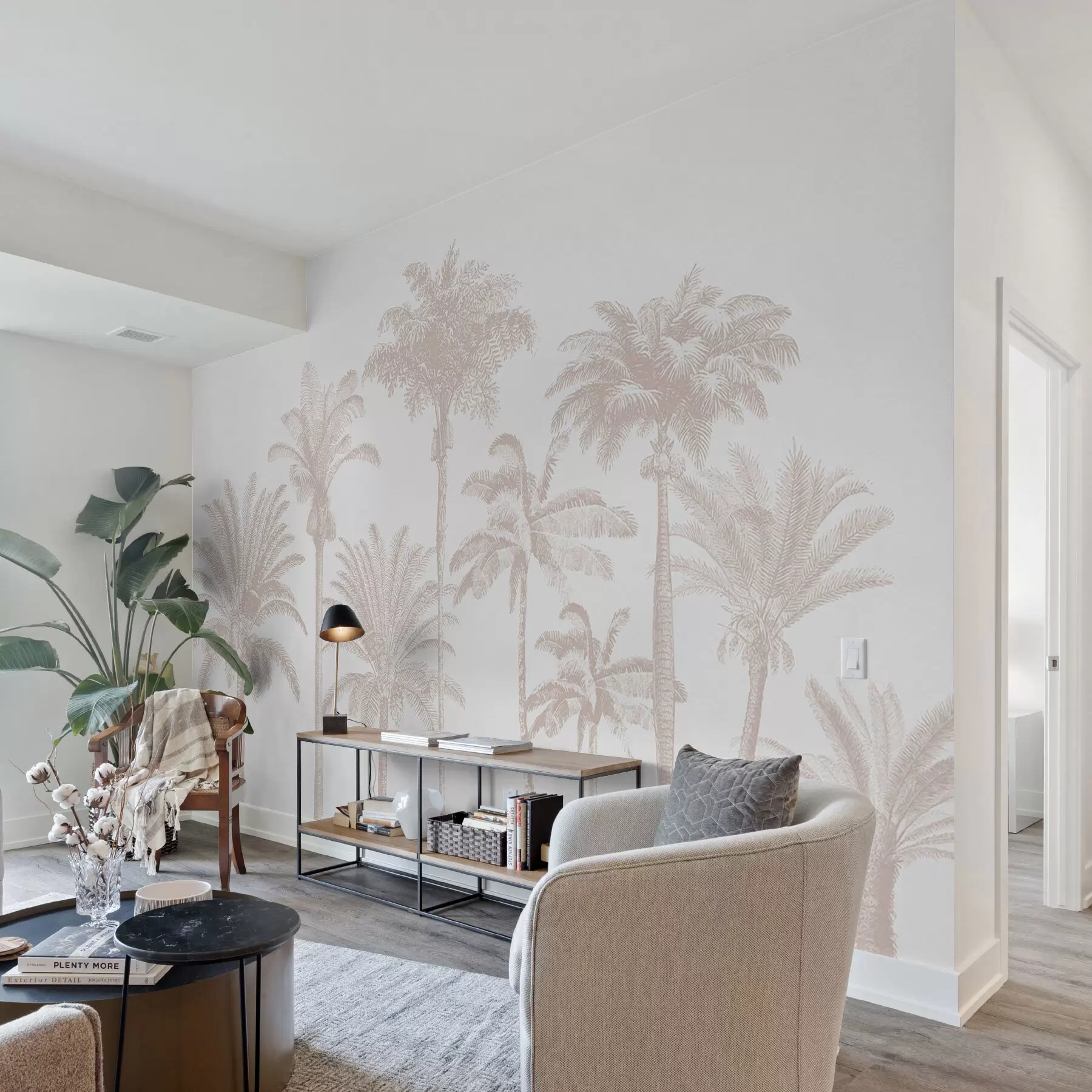 murales de pared Oasis de palmeras tropicales mínimo w08111