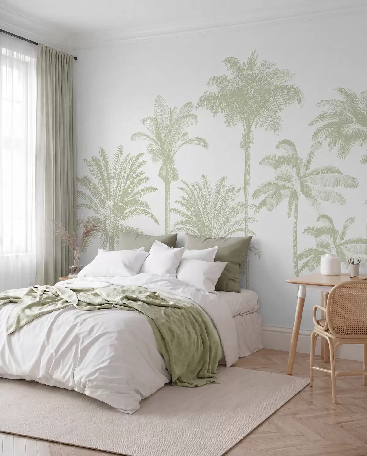 murales de pared Palmeral verde salvia w08111v3