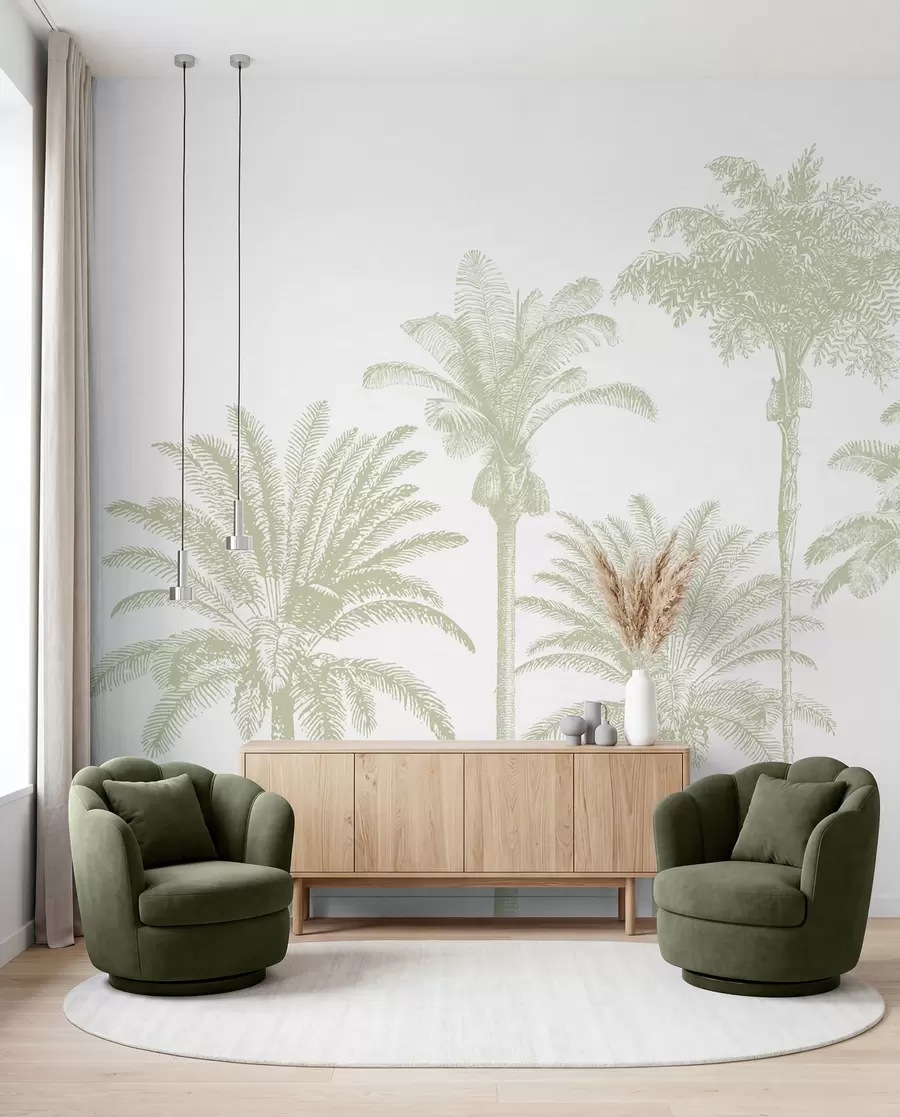 murales de pared Palmeral verde salvia w08111v3