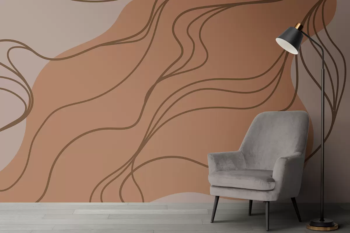 murales de pared Fondo abstracto con líneas beige w08087v2