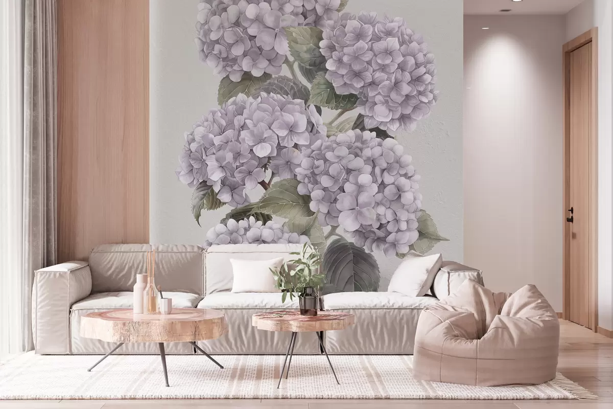 Murales de pared Ramas de hortensia en suaves colores rosa w08176v1 murales de pared Ramas de hortensia en suaves colores rosa w08176v1
