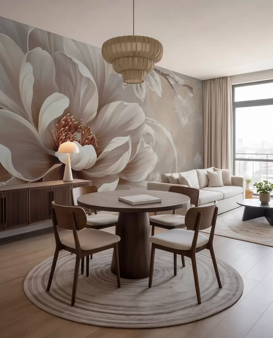 murales de pared Flor durazno y arabescos w08181