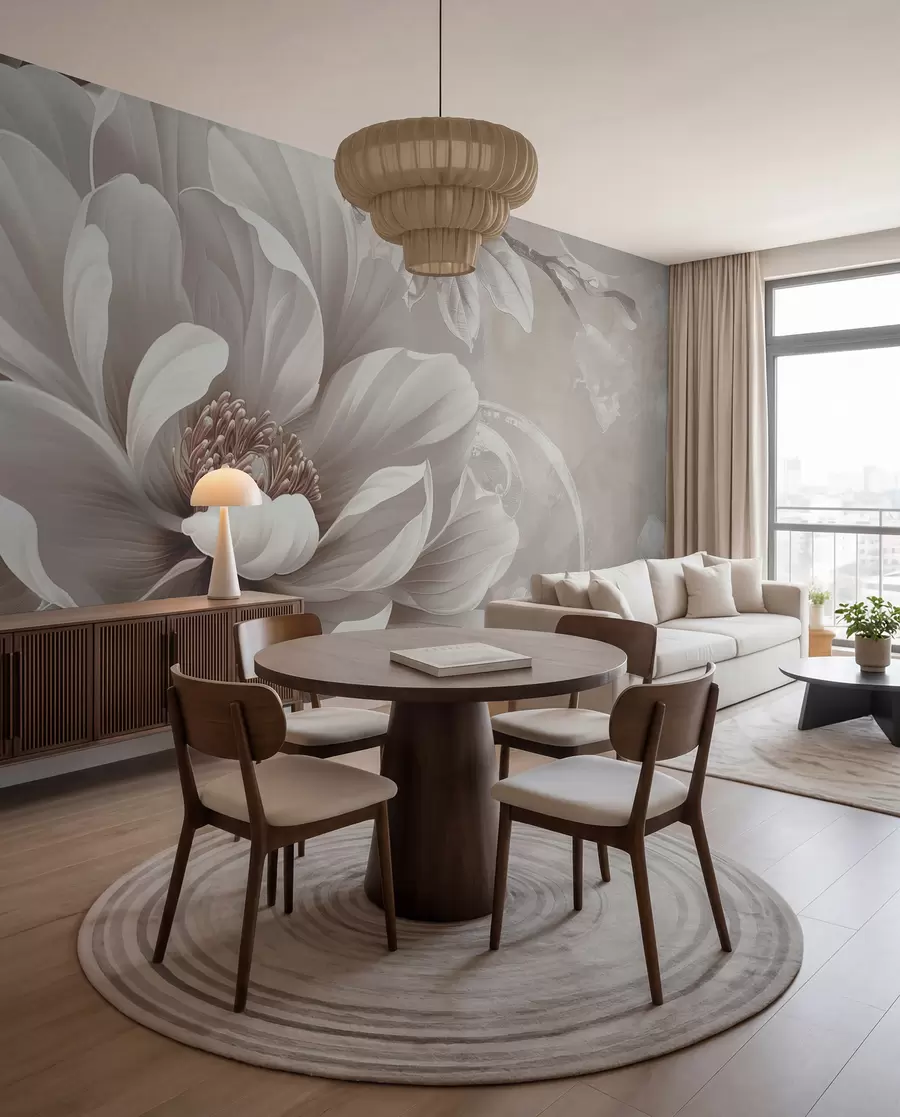 murales de pared Flor malva y arabescos w08181v1
