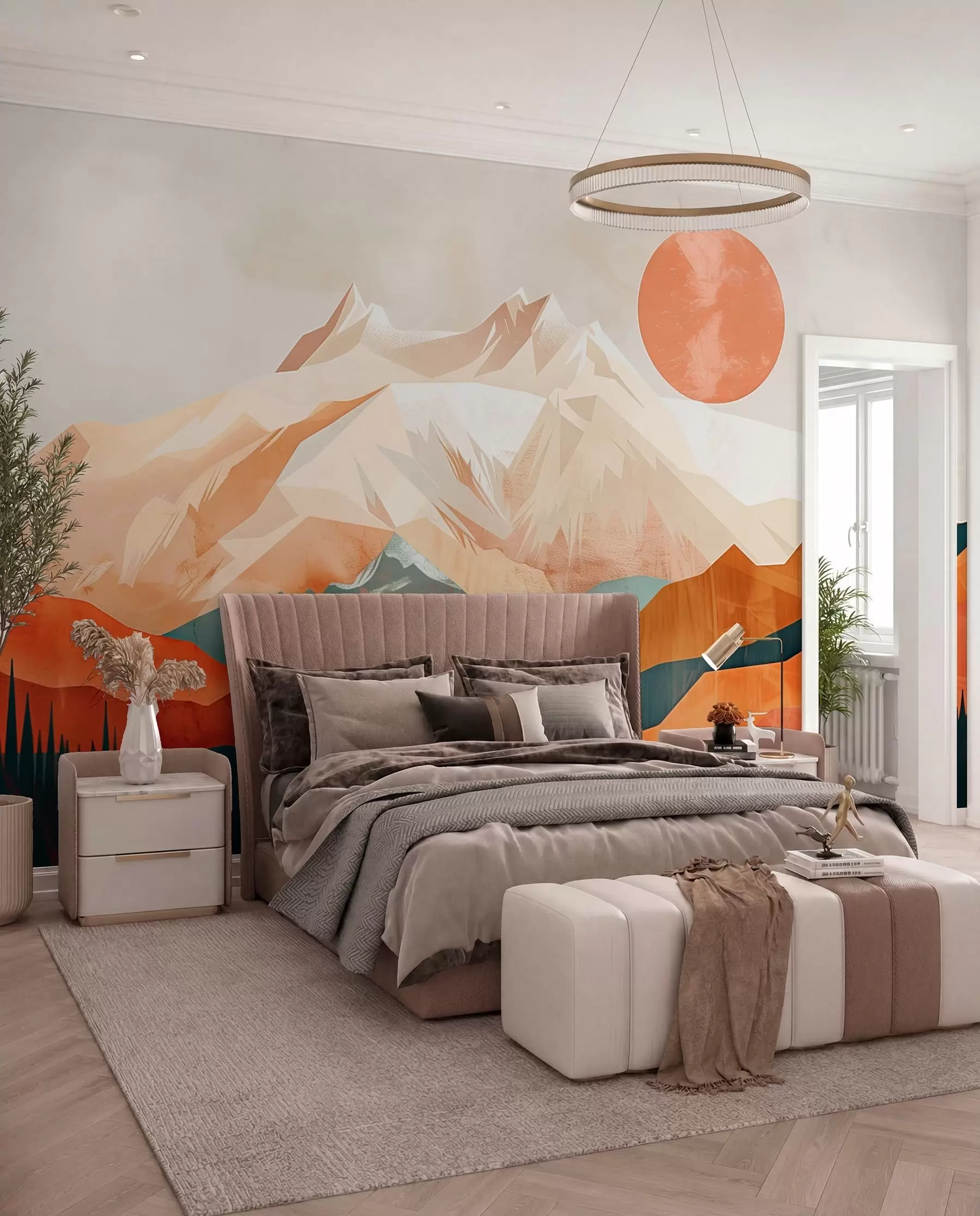 murales de pared Sol y cumbres terracota w01358