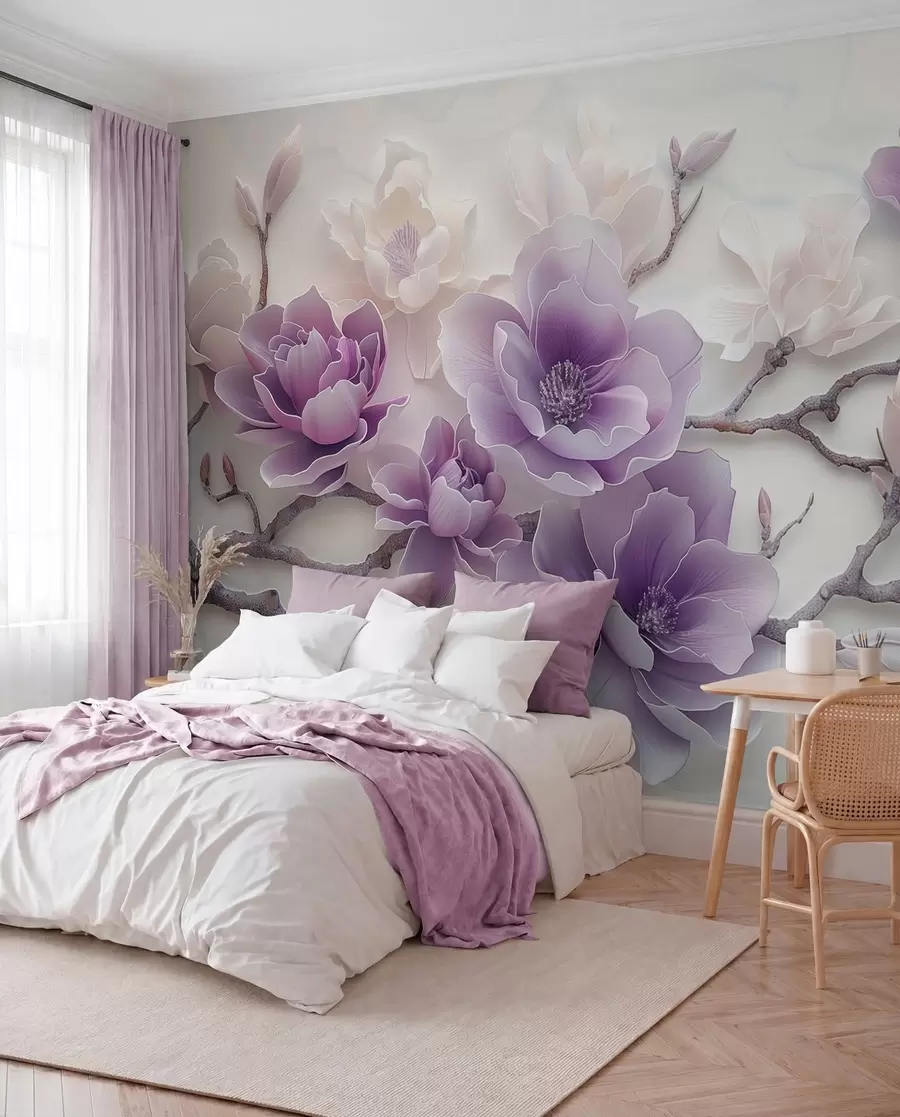 murales de pared Magnolia en lila w01359