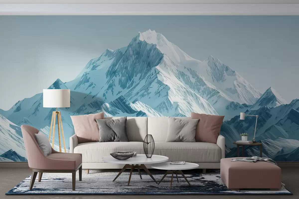 Murales de pared Montañas azules nevadas w01391 murales de pared Montañas azules nevadas w01391
