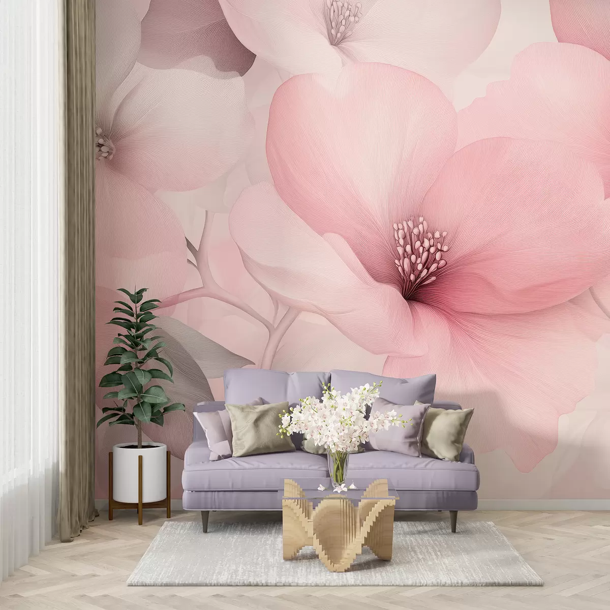Murales de pared Flores acrílicas, composición floral, naturaleza, colores rosa pastel w01447v1 murales de pared Flores acrílicas, composición floral, naturaleza, colores rosa pastel w01447v1