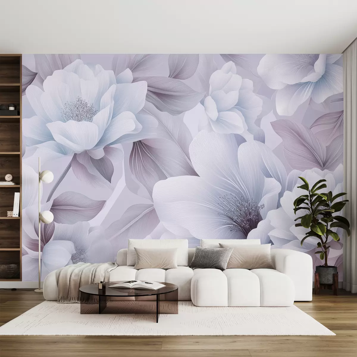Murales de pared Hermosas flores acrílicas, composición floral, naturaleza, colores pastel azul y morado. w01449v2 murales de pared Hermosas flores acrílicas, composición floral, naturaleza, colores pastel azul y morado. w01449v2