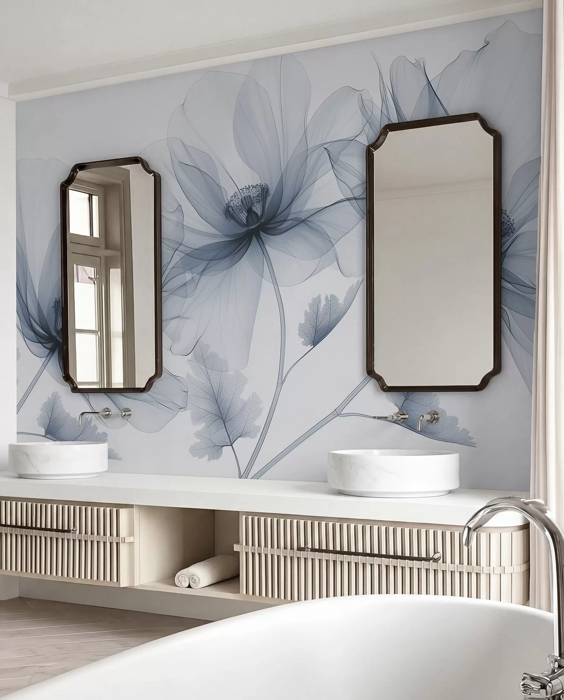 murales de pared Flores azul tinta w01482v1