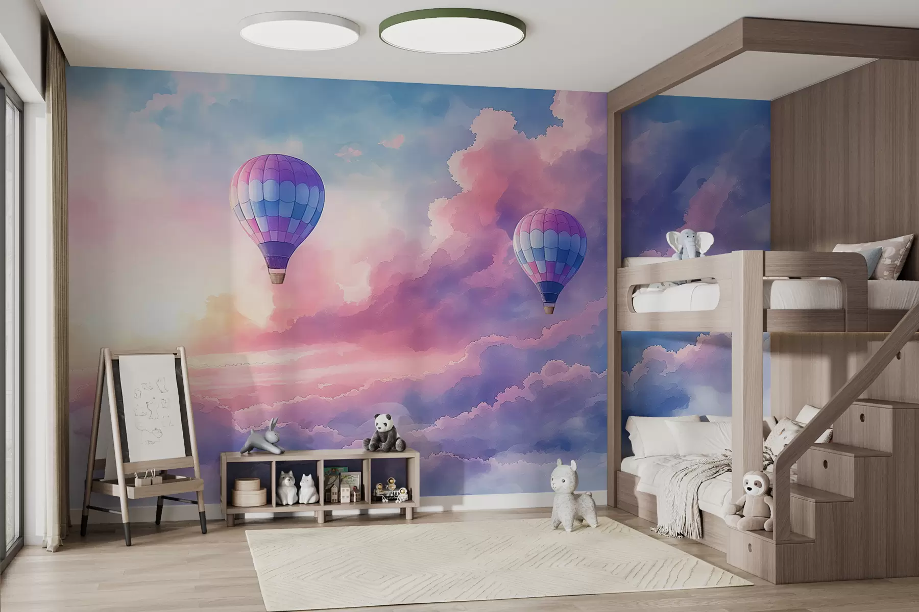 murales de pared Nubes brillantes y globos. w01012