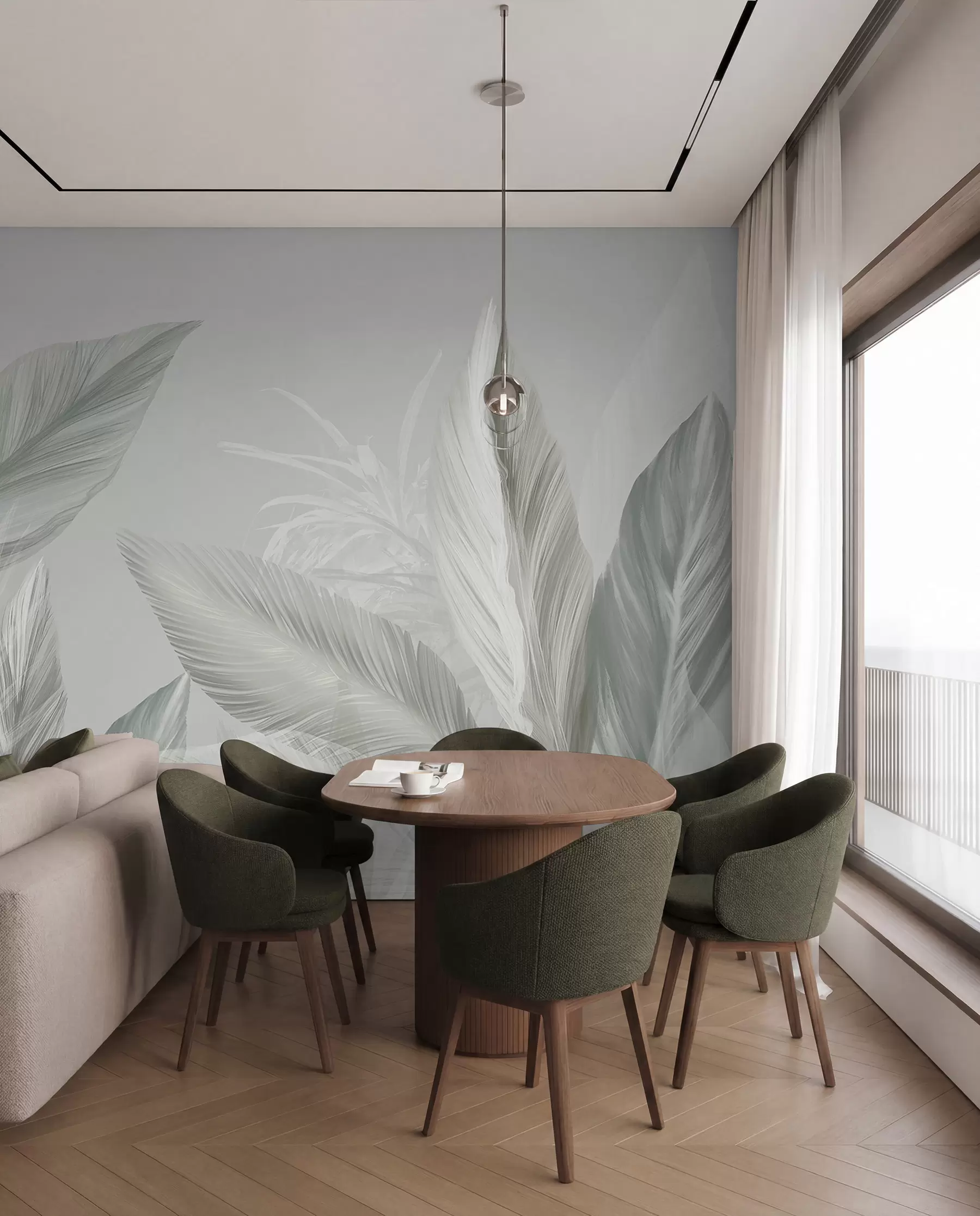 murales de pared Follaje verde plateado w08241