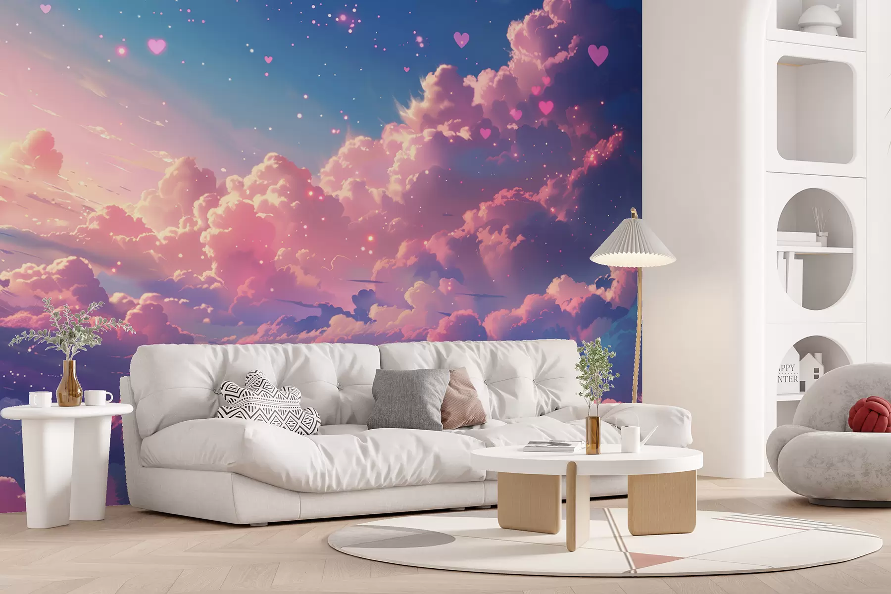 murales de pared Cielo mágico con corazones w01487
