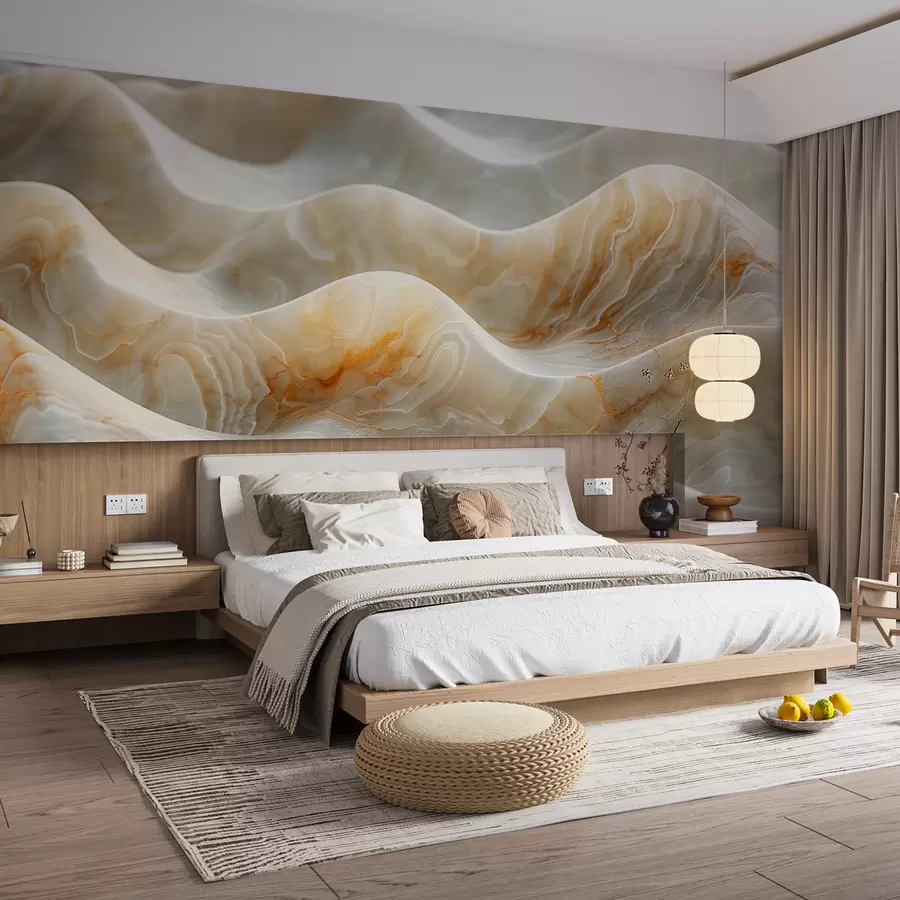 murales de pared Ondas de mármol en colores beige w01488