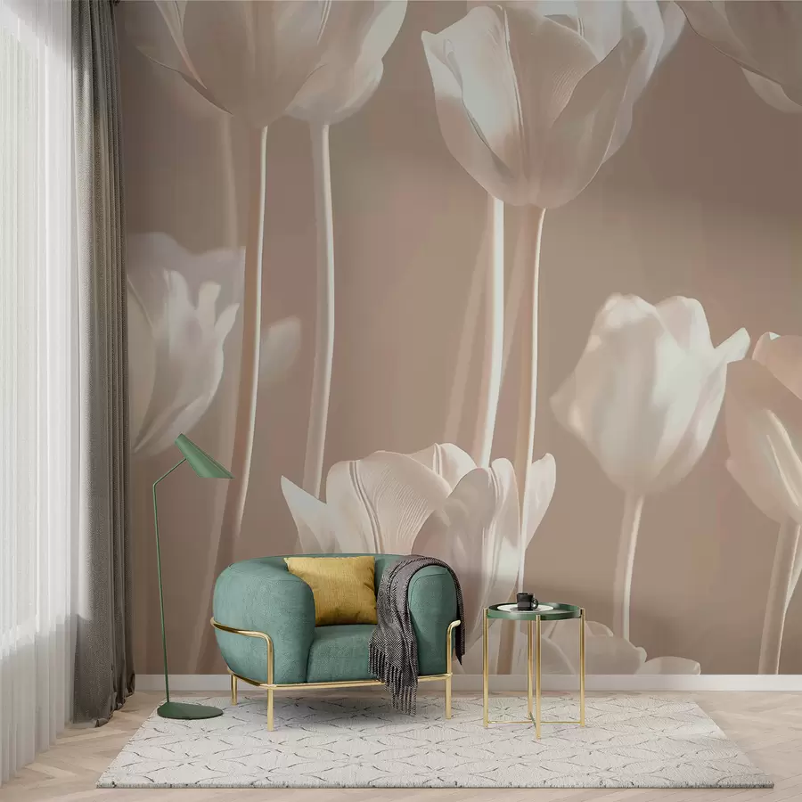 Murales de pared Tulipanes blancos w00990 murales de pared Tulipanes blancos w00990