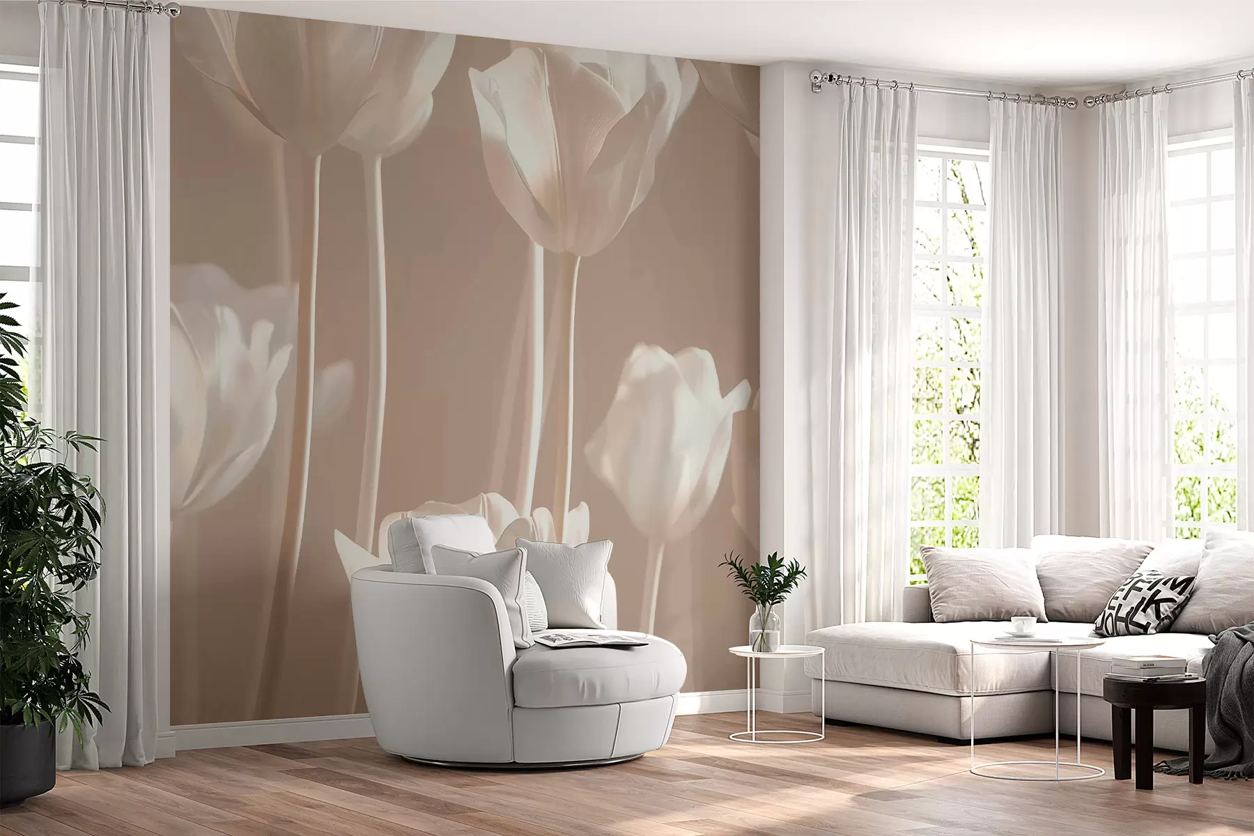 murales de pared Tulipanes blancos w00990